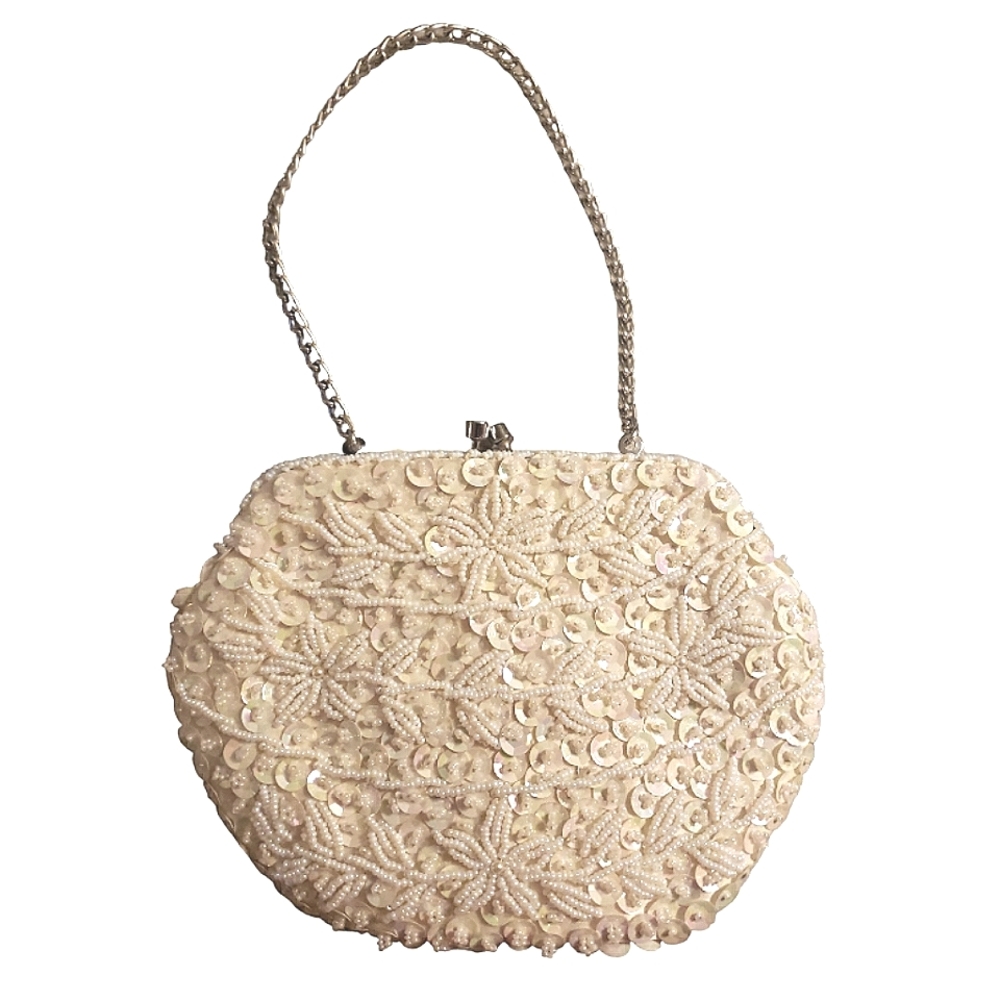 Vintage White Beaded Purse - LN
